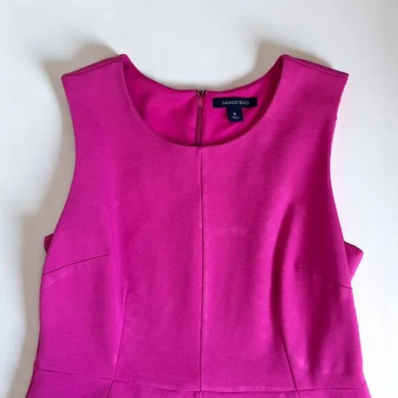 Land's End Hot Pink Crew Neck Sleeveless Sheath Dress Size 6 - Picture 3 of 7